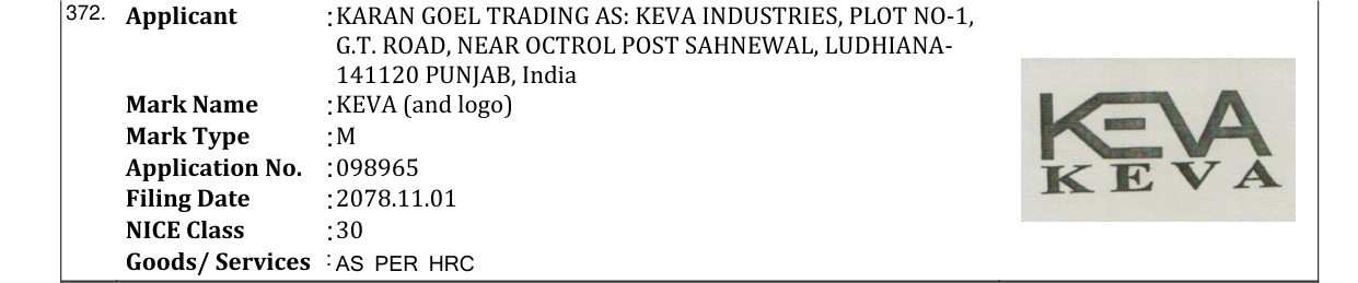 Original bulletin entry for KEVA (and logo)