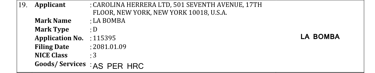 Original bulletin entry for LA BOMBA