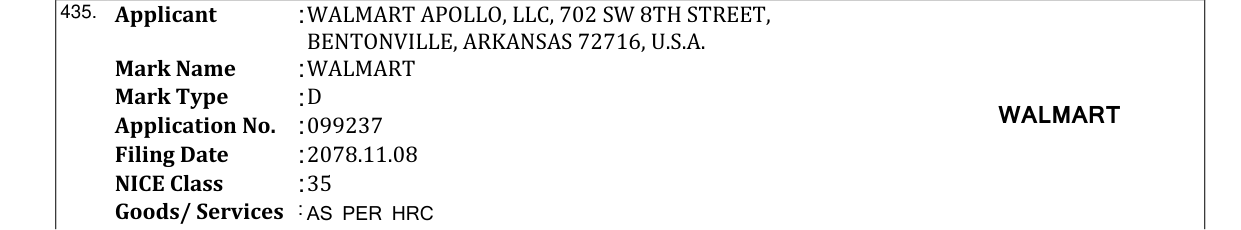 Original bulletin entry for WALMART