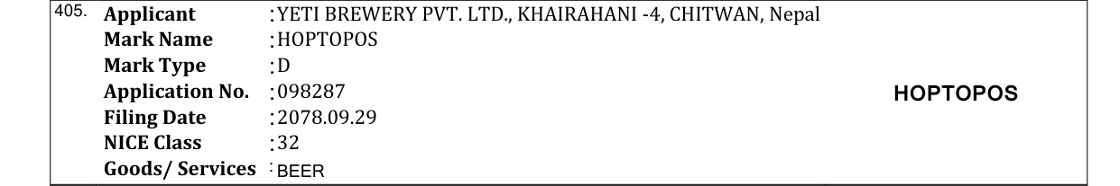 Original bulletin entry for HOPTOPOS