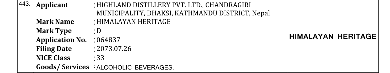 Original bulletin entry for HIMALAYAN HERITAGE