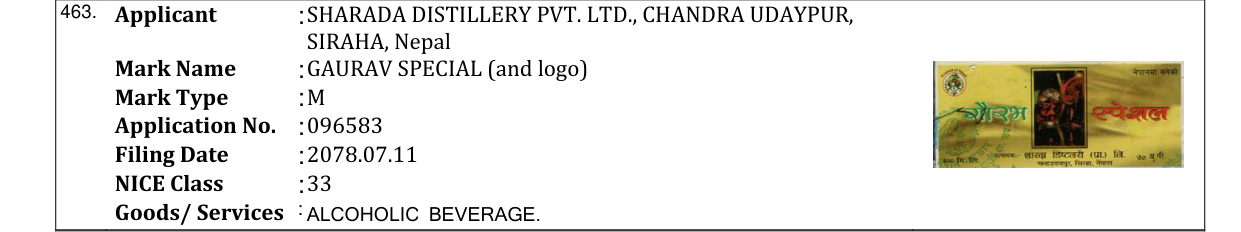Original bulletin entry for GAURAV SPECIAL (and logo)