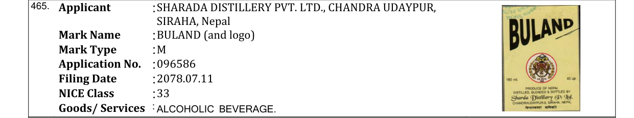 Original bulletin entry for BULAND (and logo)