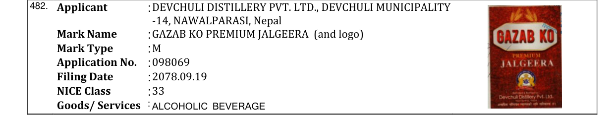 Original bulletin entry for GAZAB KO PREMIUM JALGEERA (and logo)