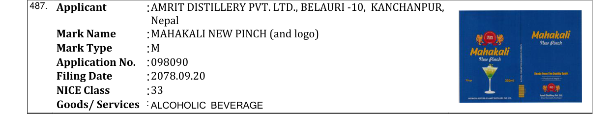Original bulletin entry for MAHAKALI NEW PINCH (and logo)