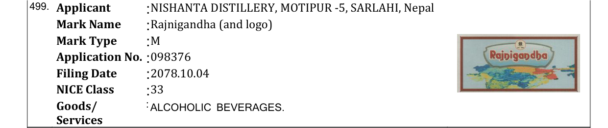 Original bulletin entry for Rajnigandha (and logo)