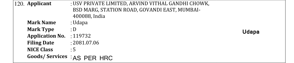 Original bulletin entry for Udapa