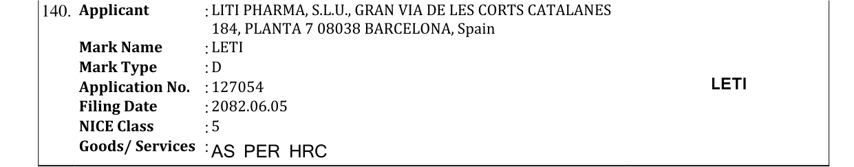 Original bulletin entry for LETI