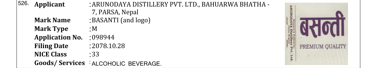 Original bulletin entry for BASANTI (and logo)