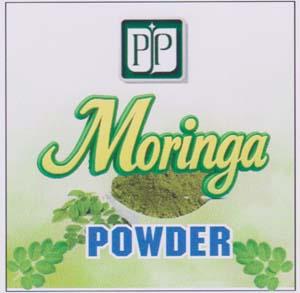 PJP MORINGA POWDER (and logo) trademark logo