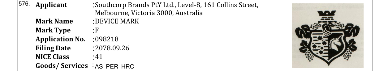 Original bulletin entry for DEVICE MARK