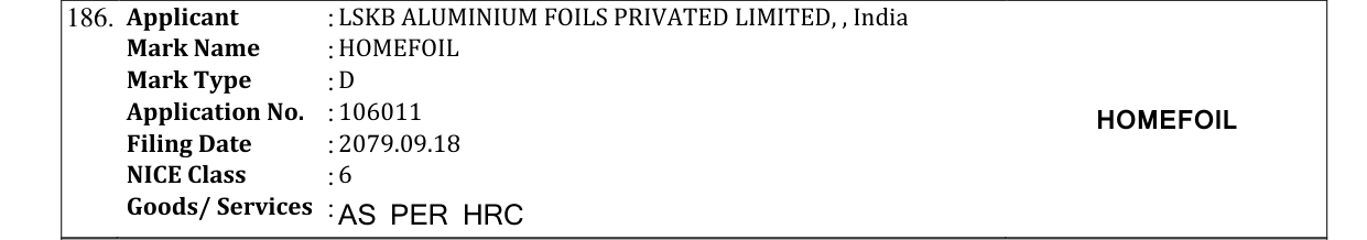 Original bulletin entry for HOMEFOIL