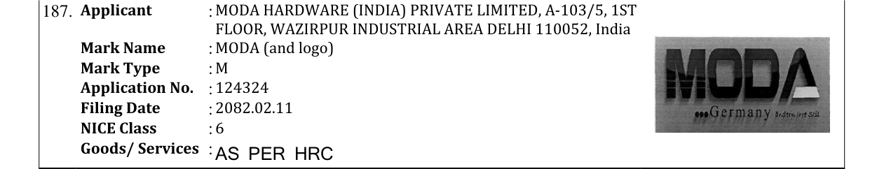 Original bulletin entry for MODA (and logo)