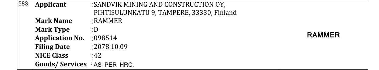 Original bulletin entry for RAMMER