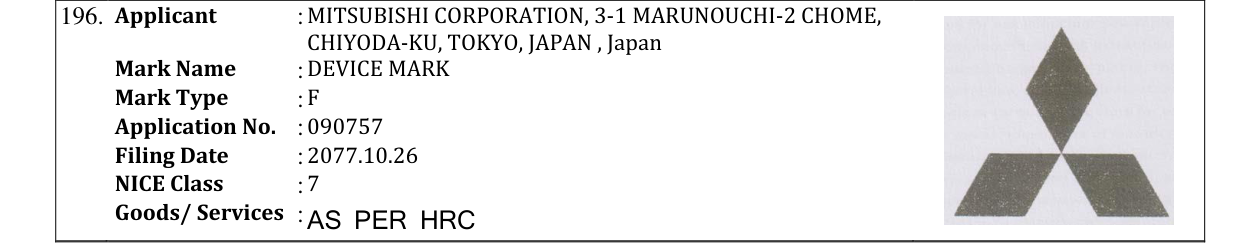 Original bulletin entry for DEVICE MARK