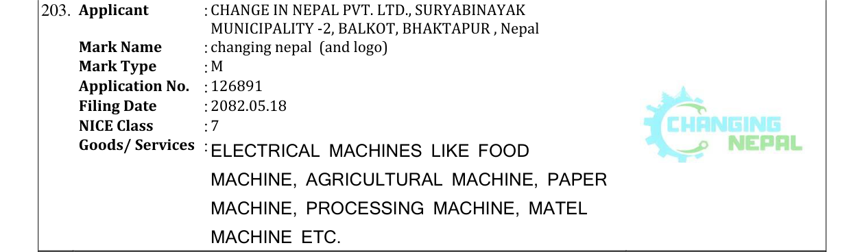Original bulletin entry for changing nepal (and logo)