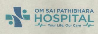 OM SAI PATHIBHARA HOSPITAL YOUR LIFE, OUR CARE (and logo) trademark logo