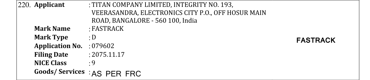 Original bulletin entry for FASTRACK