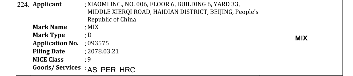Original bulletin entry for MIX