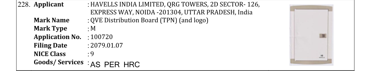 Original bulletin entry for QVE Distribution Board (TPN) (and logo)