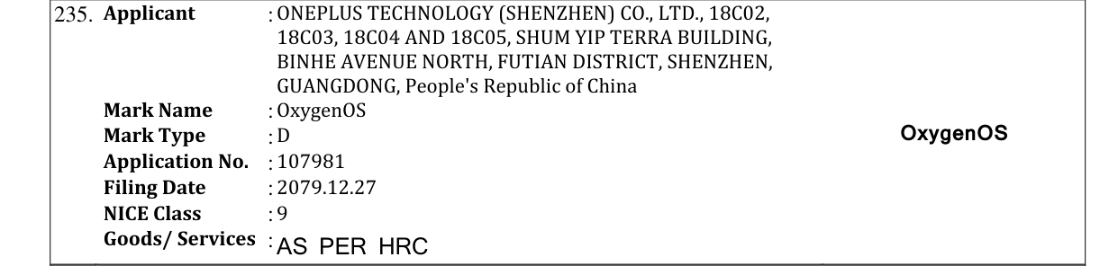 Original bulletin entry for OxygenOS