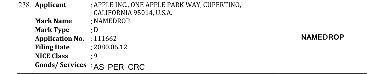 Original bulletin entry for NAMEDROP