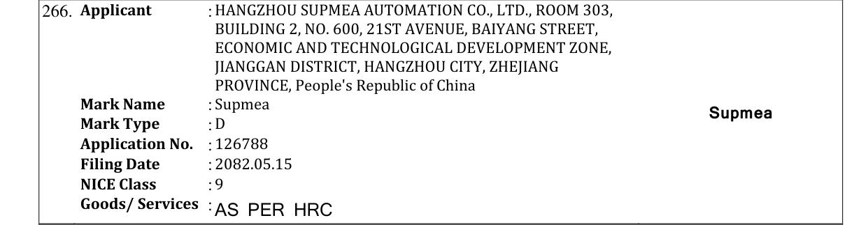 Original bulletin entry for Supmea Supmea