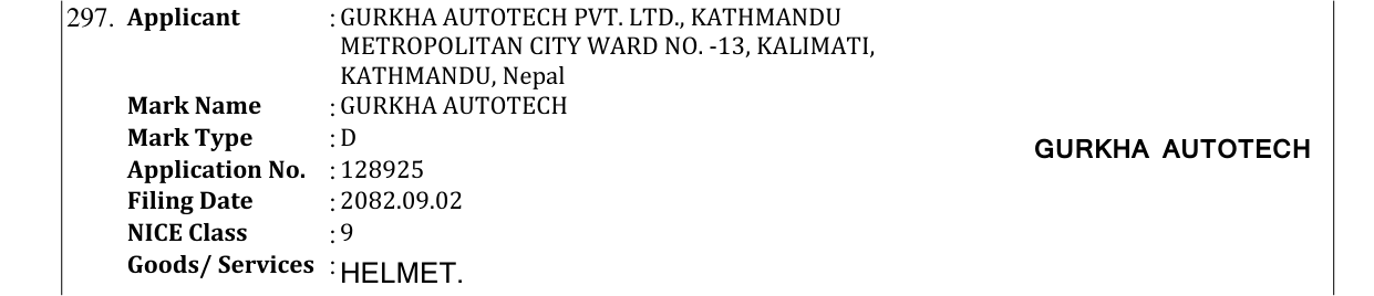 Original bulletin entry for GURKHA AUTOTECH