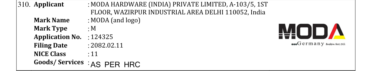 Original bulletin entry for MODA (and logo)