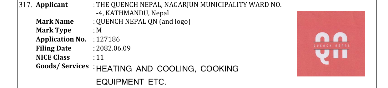 Original bulletin entry for QUENCH NEPAL QN (and logo)