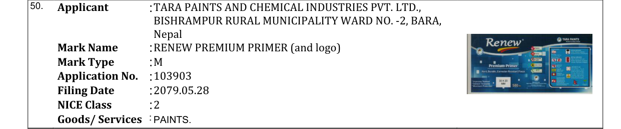 Original bulletin entry for RENEW PREMIUM PRIMER (and logo)