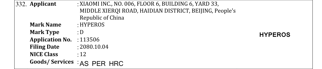 Original bulletin entry for HYPEROS