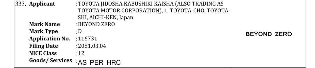 Original bulletin entry for BEYOND ZERO