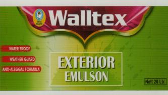 WALLTEX EXTERIOR EMULSION (and logo) trademark logo