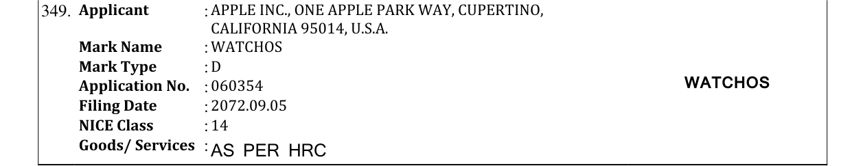 Original bulletin entry for WATCHOS