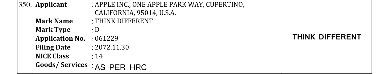 Original bulletin entry for THINK DIFFERENT