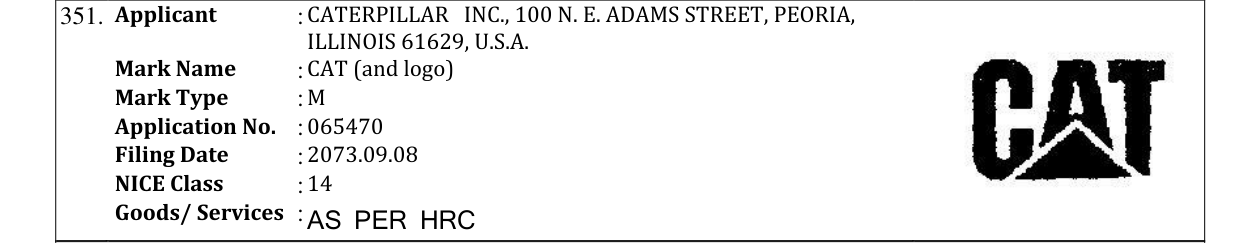 Original bulletin entry for CAT (and logo)
