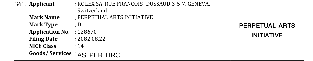 Original bulletin entry for PERPETUAL ARTS INITIATIVE