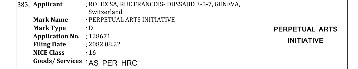 Original bulletin entry for PERPETUAL ARTS INITIATIVE