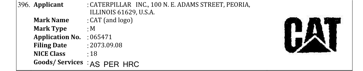 Original bulletin entry for CAT (and logo)