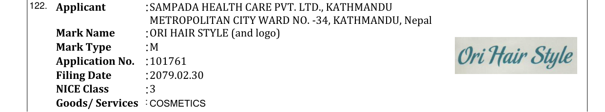 Original bulletin entry for ORI HAIR STYLE (and logo)