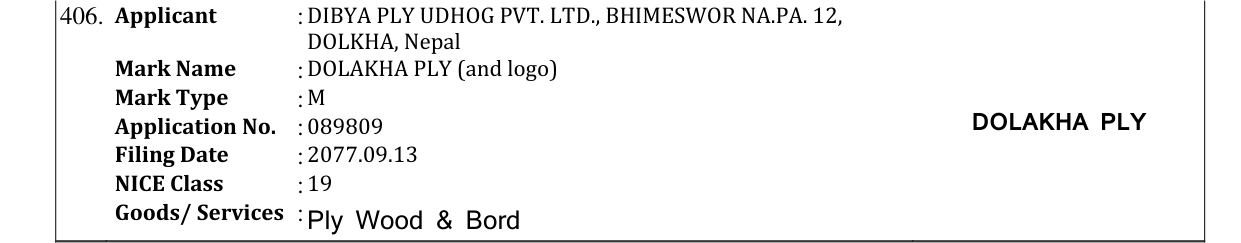 Original bulletin entry for DOLAKHA PLY (and logo)