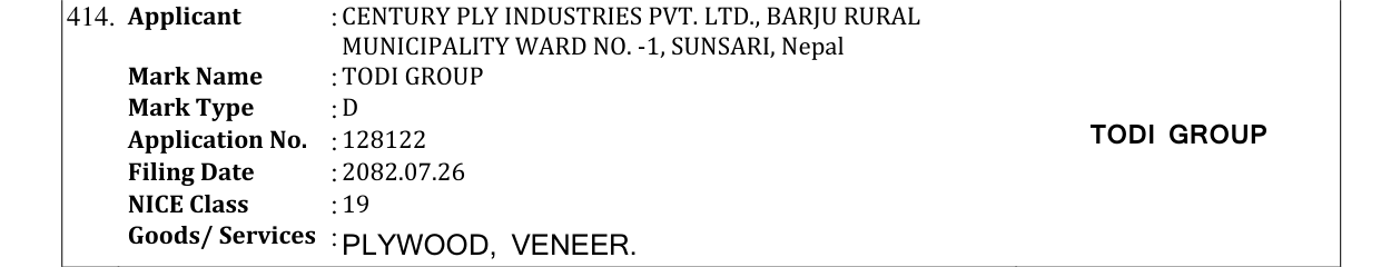 Original bulletin entry for TODI GROUP
