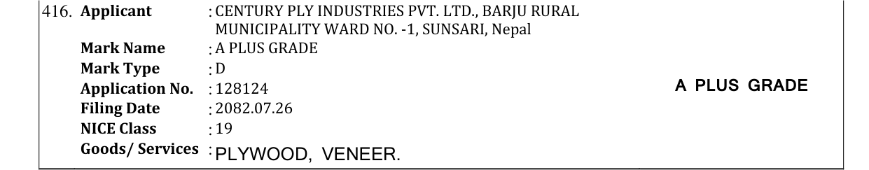 Original bulletin entry for A PLUS GRADE