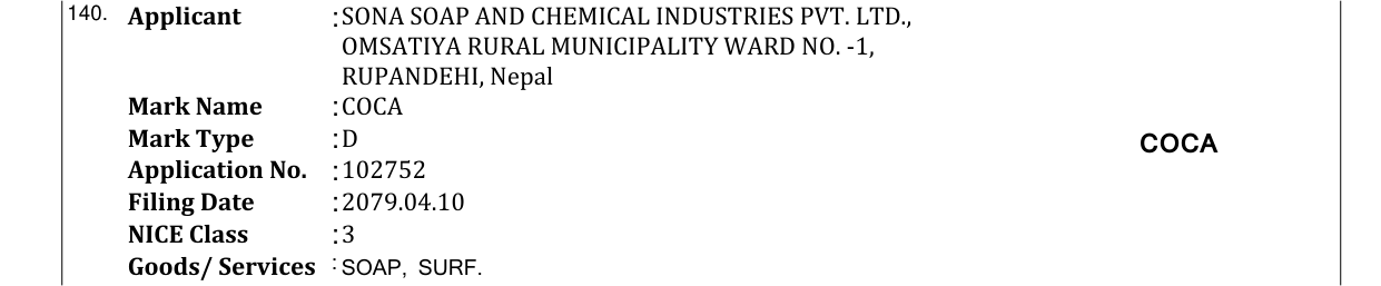 Original bulletin entry for COCA