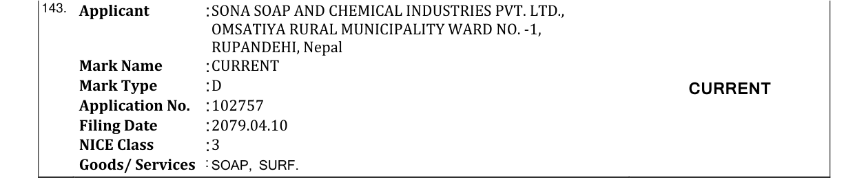 Original bulletin entry for CURRENT