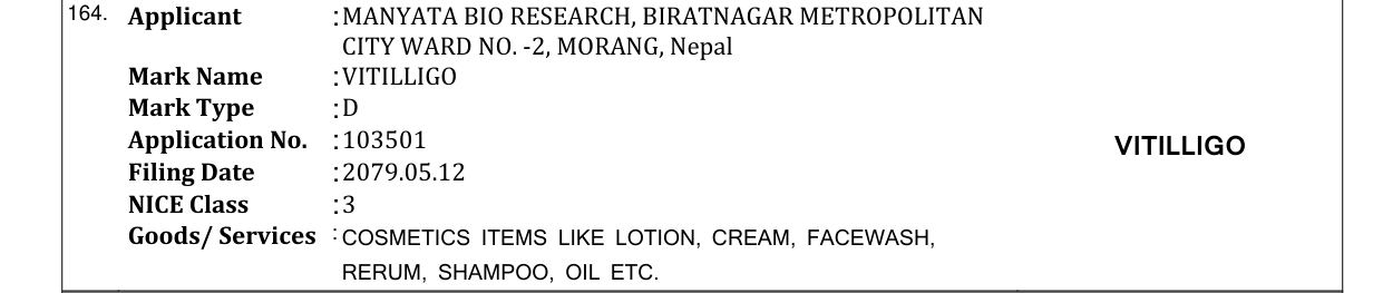 Original bulletin entry for VITILLIGO