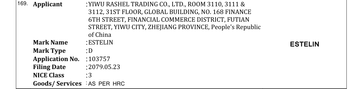 Original bulletin entry for ESTELIN ESTELIN
