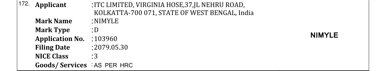 Original bulletin entry for NIMYLE