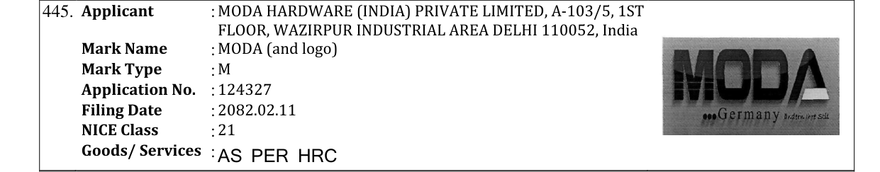 Original bulletin entry for MODA (and logo)
